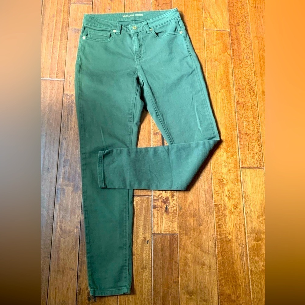 Michael Kors Womens Size 6 Green Mid Rise Izzy Skinny Stretch Jeans